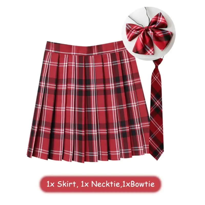 Dziewczęcy spódnica Jk mundurek szkolny spódnica w kratę z krawatem studencki wiatr słodki wysoki stan plisowana Mini spódniczka damska przebranie na karnawał