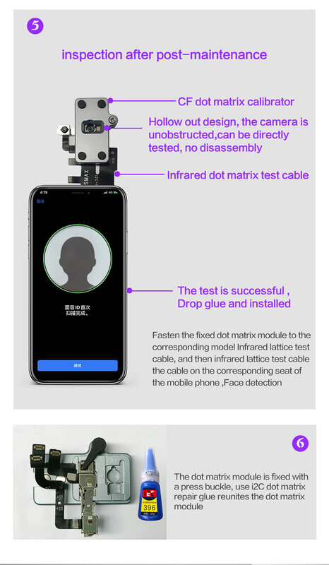 Qianli-calibrador de precisión para proyector de punto i2C CF, accesorio de posicionamiento de reparación de celosía de identificación facial para iPhone X 11 12 13 14 Pro max