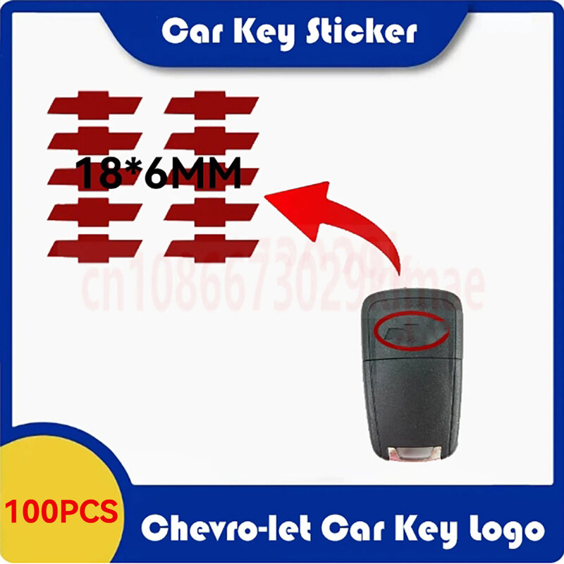 100 pz/lotto 18x6MM chiave per auto con telecomando adesivo di alta qualità per emblema distintivo con Logo sostitutivo Chev-ro-let