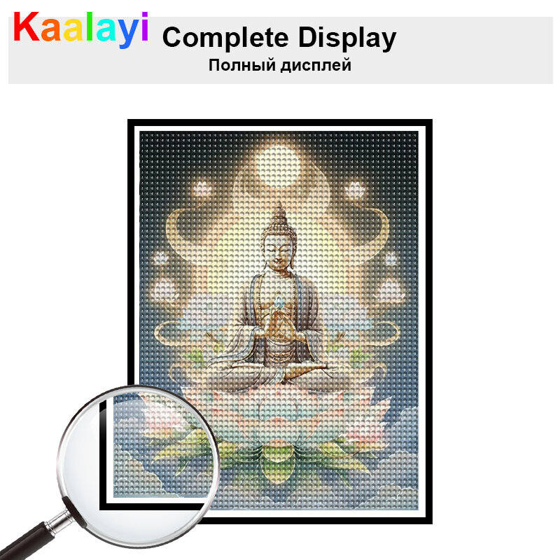 5D DIY Diamond Painting New Arrival Fantasy Golden Buddha Lotus Full Drills Mosaic Embroidery Buddhist Flower Picture Home Decor