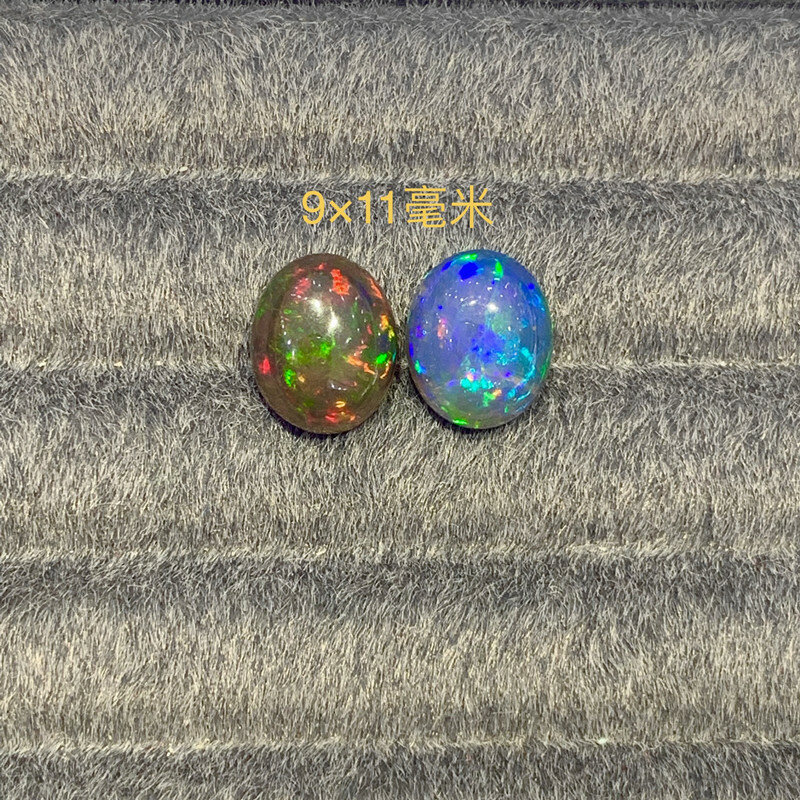 Baru Opal Hitam Alami Gandum Besar Opal Datar Batu Telanjang Oval 9*11 Mm Dapat Digunakan Sebagai Liontin Cincin