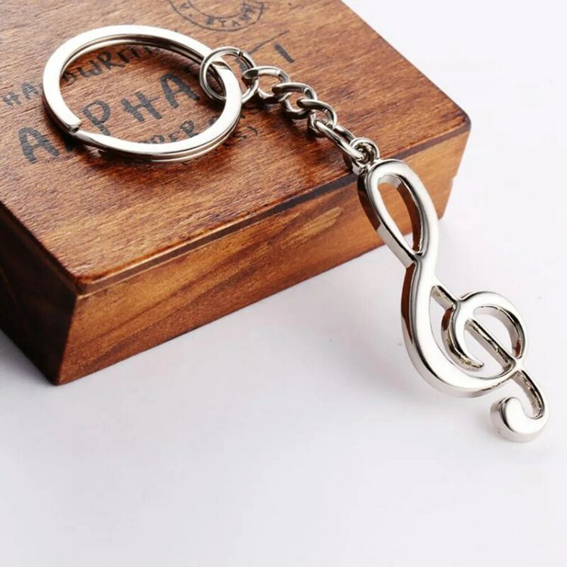 Модный посеребренный металлический скрипичный ключ унисекс из нержавеющей стали музыкальный символ кольцо для ключей подарок