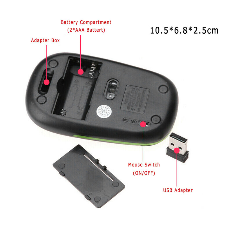 RYRA 배터리 셀프프리 초박형 무선 마우스, 인체 공학적 미니 USB 마우스, 2.4Ghz 맥북 광학 마우스, 노트북 PC용