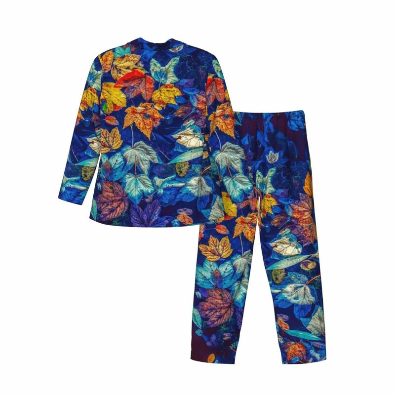 Conjuntos de pijama com flores coloridas masculinas, pijamas confortáveis, pijama estampado de grandes dimensões casual, outono, lazer, outono, 2 peças