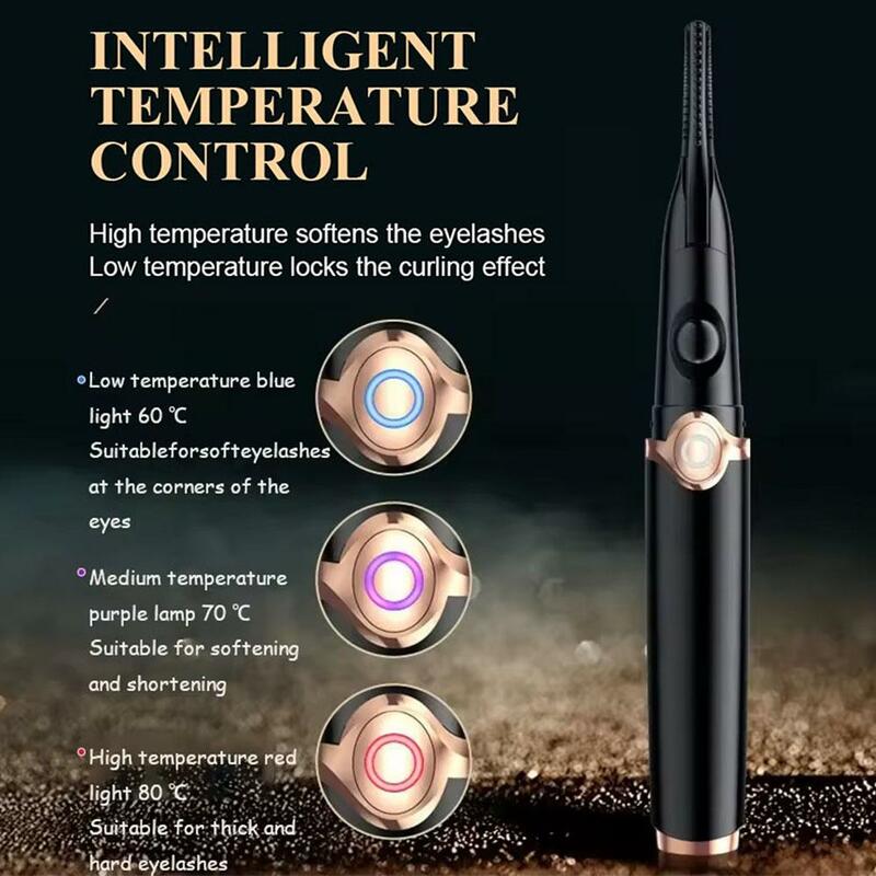 Mini rizador de pestañas eléctrico recargable por USB, 3 modos de temperatura, 48 horas de larga duración, herramienta de maquillaje de ojos para mujer