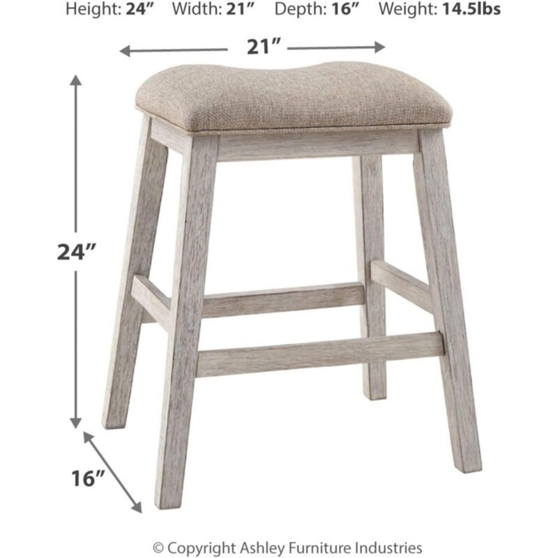 Desain oleh Ashley Skempton Modern 24 "Counter tinggi berlapis kain kursi, 2 hitungan, Whitewash