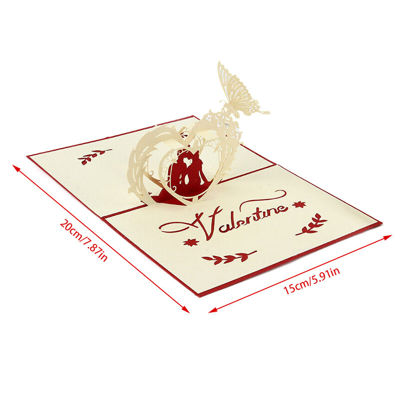 Kartu pos Pasangan kekasih bahagia, 3D Pop Up Kartu Ucapan dengan amplop Hari Valentine ulang tahun undangan ulang tahun