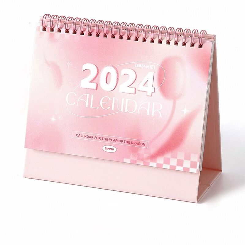 Calendario de escritorio con tapa de pie, planificador de horarios, 2024