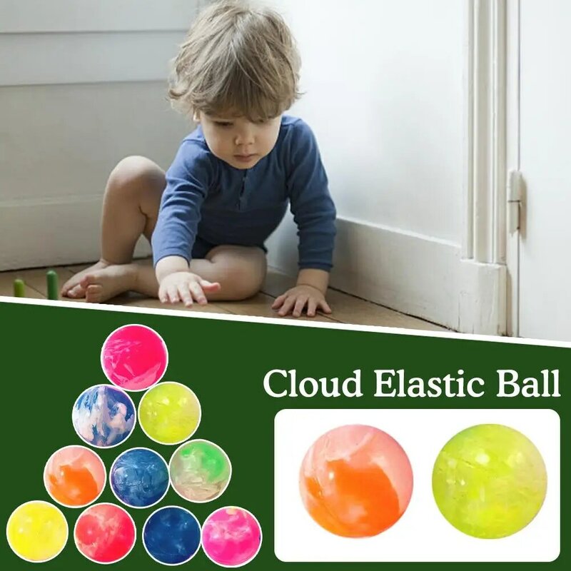 IkGood-Balle élastique en caoutchouc pour enfants, multicolore, solide, nuage, arc-en-ciel, rebondissant, saut, flipper, jouets pour enfants, I5q0, 10 pièces