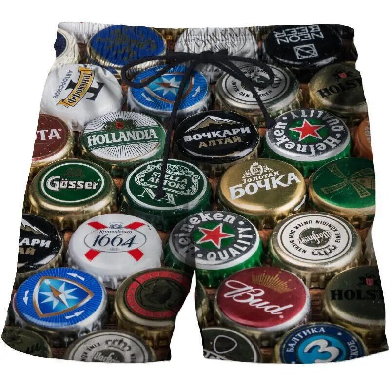 Beer Graphic Shorts Pants Casual Men 3D Printed Beach Shorts Summer Surf Swim Trunks Hawaii Vacation Swimsuit Ice Shorts