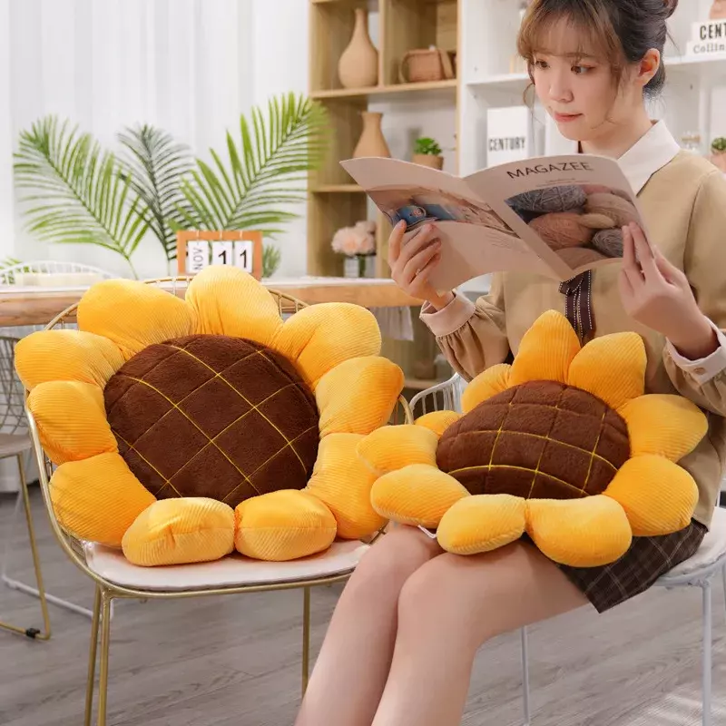 Cojín de felpa con diseño de girasol para niños y niñas, almohada suave de 40/50/70cm para la siesta y la Oficina, ideal como regalo de cumpleaños