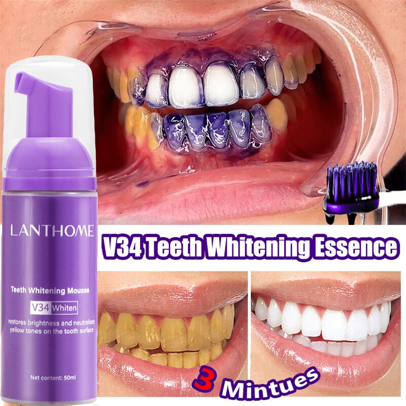 V34 Teeth Whitening Mousse Toothpaste Remove Plaque Stains Cleaning Oral Hygiene Bleaching Dental Tools Fresh Breath Tooth Care