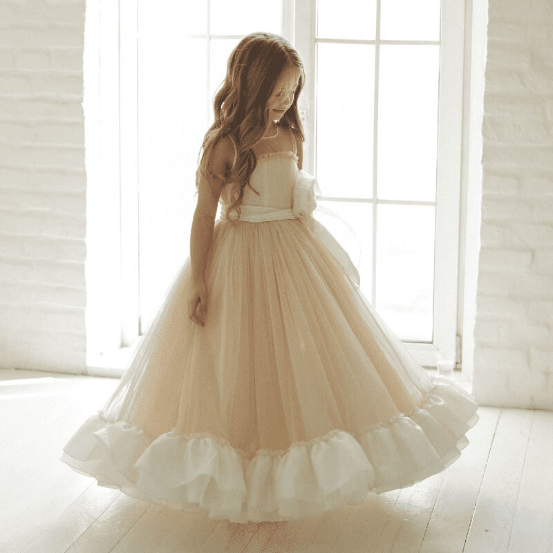 Jill życzy eleganckiej arabskiej różowej sukni dziewczęcej wstążki dubajskie dziecko dzieci księżniczka urodzinowa suknia wieczorowa na wesele 2024 J101
