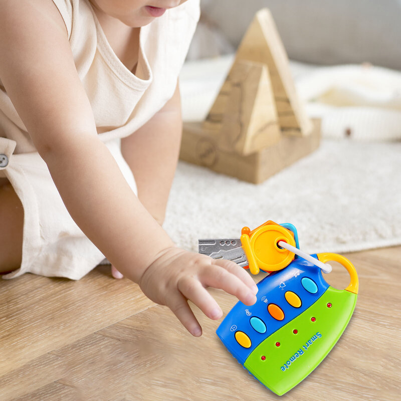 Juguete educativo de llaves de coche para bebé, juguete sensorial portátil con sonido y luces, llave remota