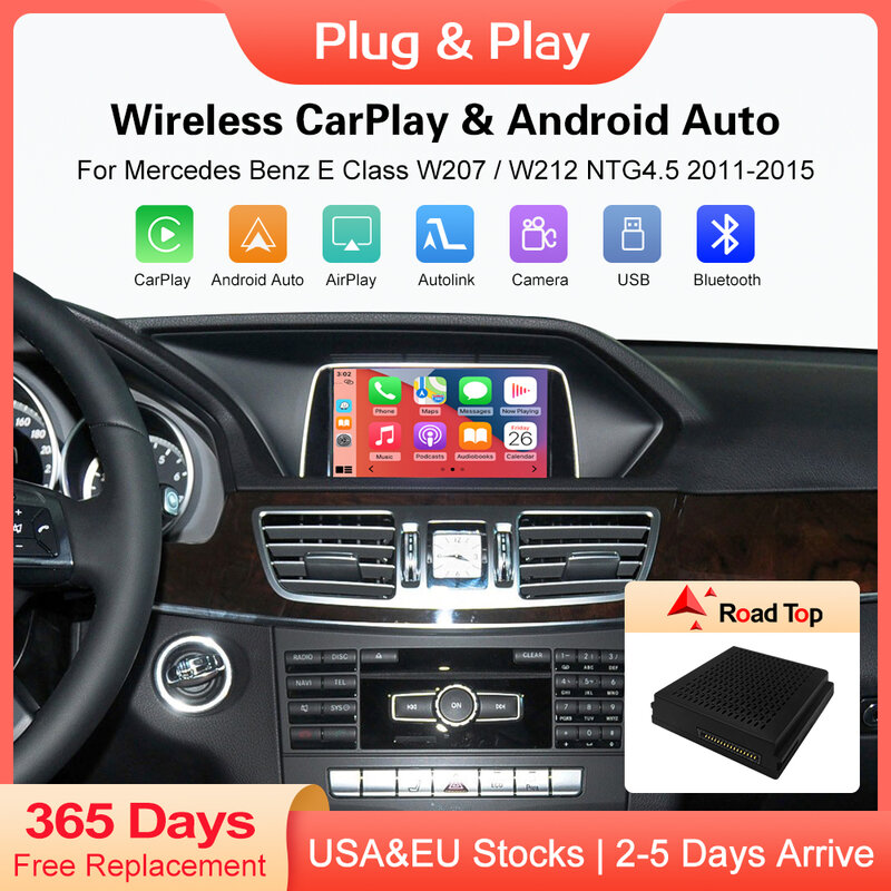 CarPlay inalámbrico para Mercedes Benz Clase E W207/W212 NTG 4,5, con funciones de navegación AirPlay, Android Auto Mirror Link