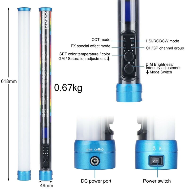 Sokani X25 RGB LED 비디오 라이트 핸드헬드 튜브 지팡이 스틱 CTT 사진 조명, 유튜브 틱톡용 3000mAh 앱