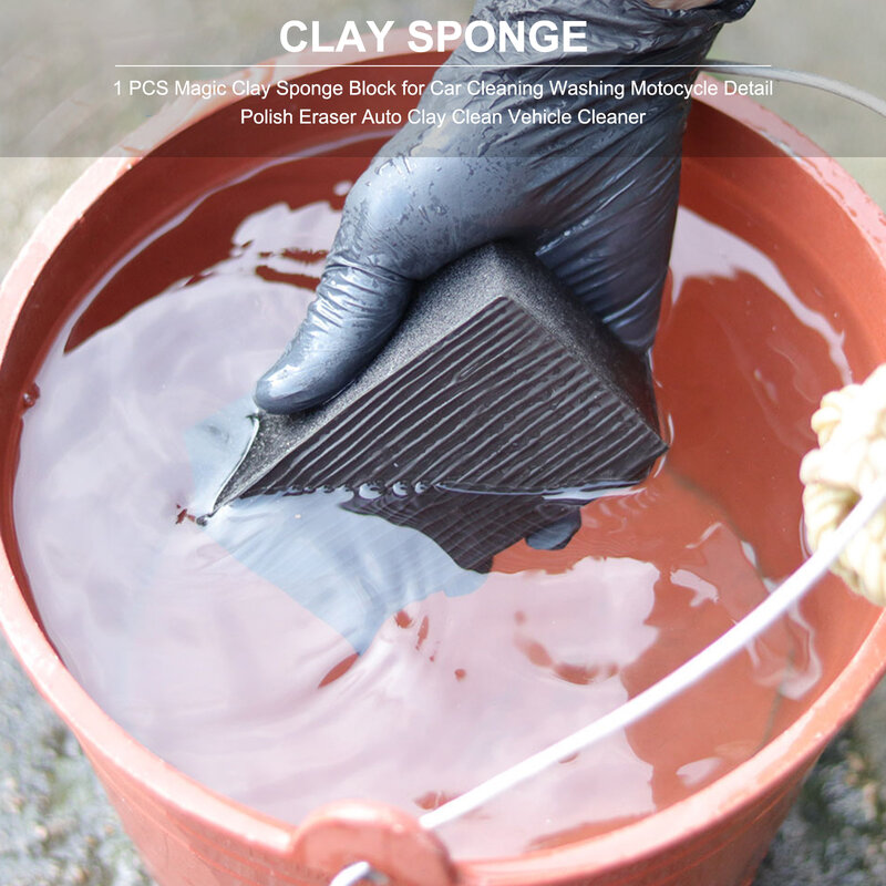 Black Magic Clay Sponge Block para limpeza do carro, lavagem, detalhe da motocicleta, borracha polonesa, auto argila limpa, veículo mais limpo