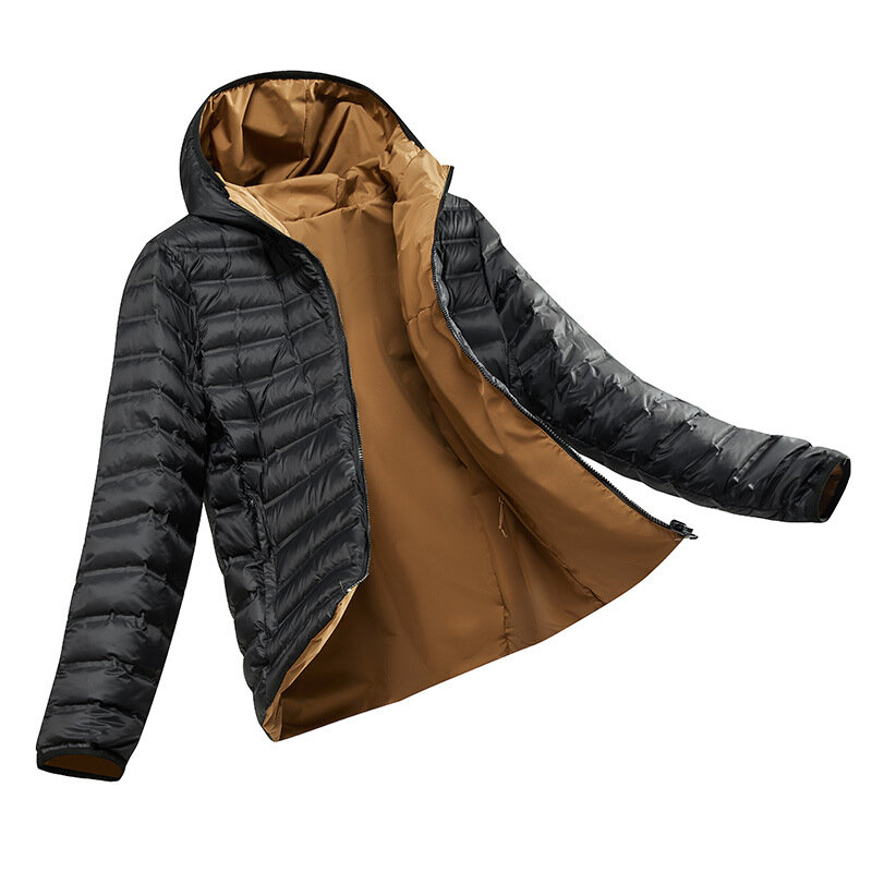 Abrigo de plumón ligero de doble cara para hombre, Abrigo con capucha estándar nacional 80, otoño e invierno, novedad de 2023