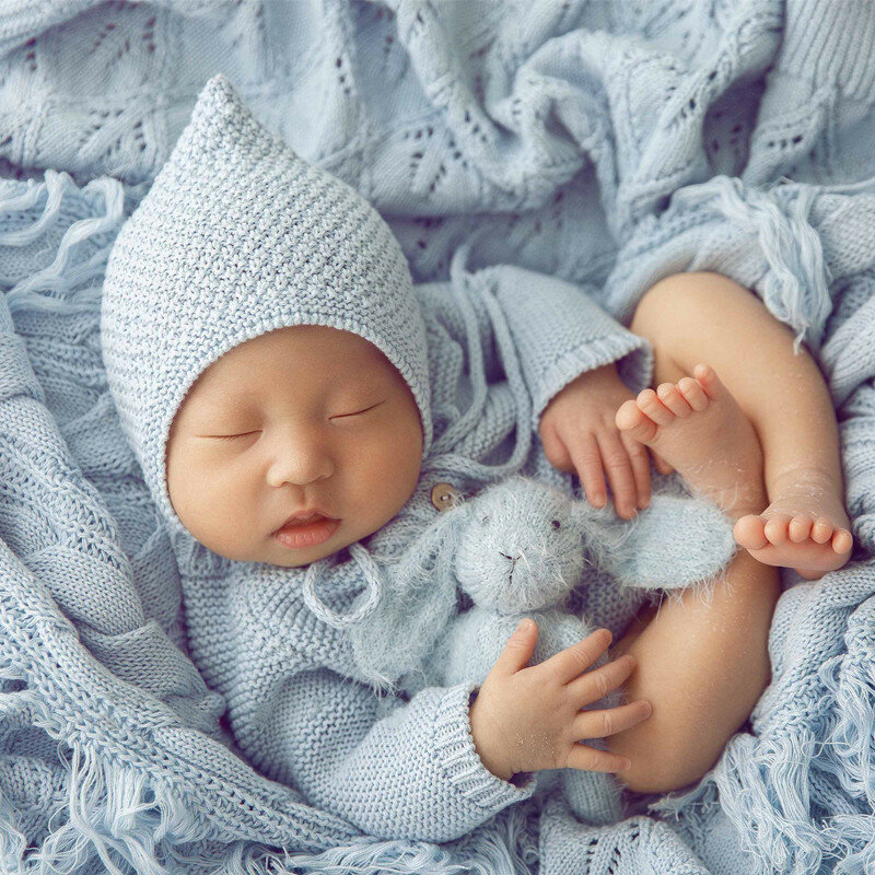 Newborn Photography Accessories Knit Cute Mini Rabbit Doll Baby Photo Props Studio Infant Shoot Decoration Stuff Fotografia