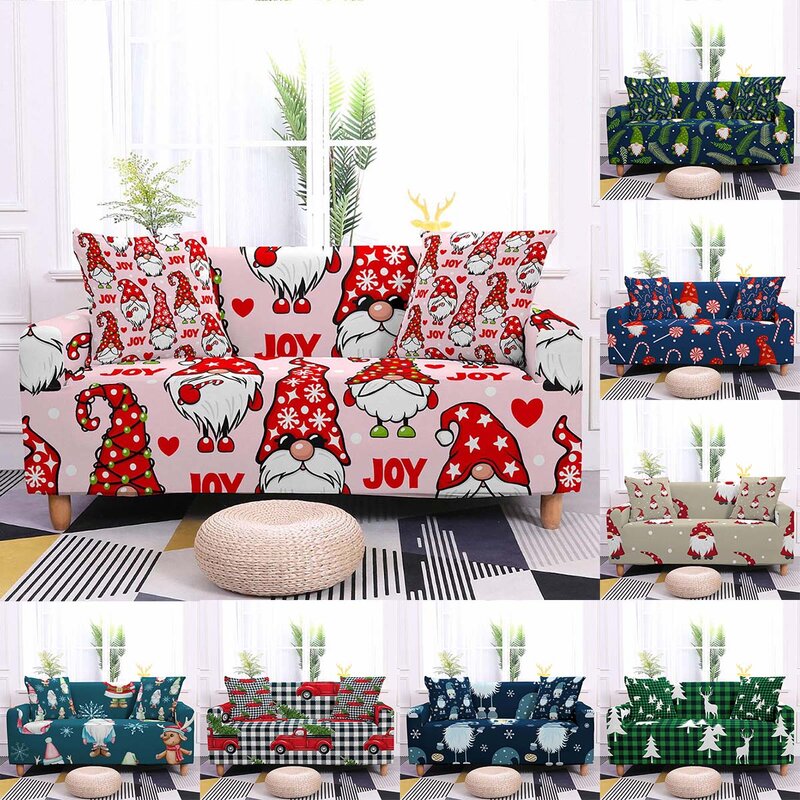 Merry Christmas Sofa Covers for Living Room Stretch Couch Cover 1/2/3/4-seat L-shape Sectional Corner Sofa Armchair Slipcovers