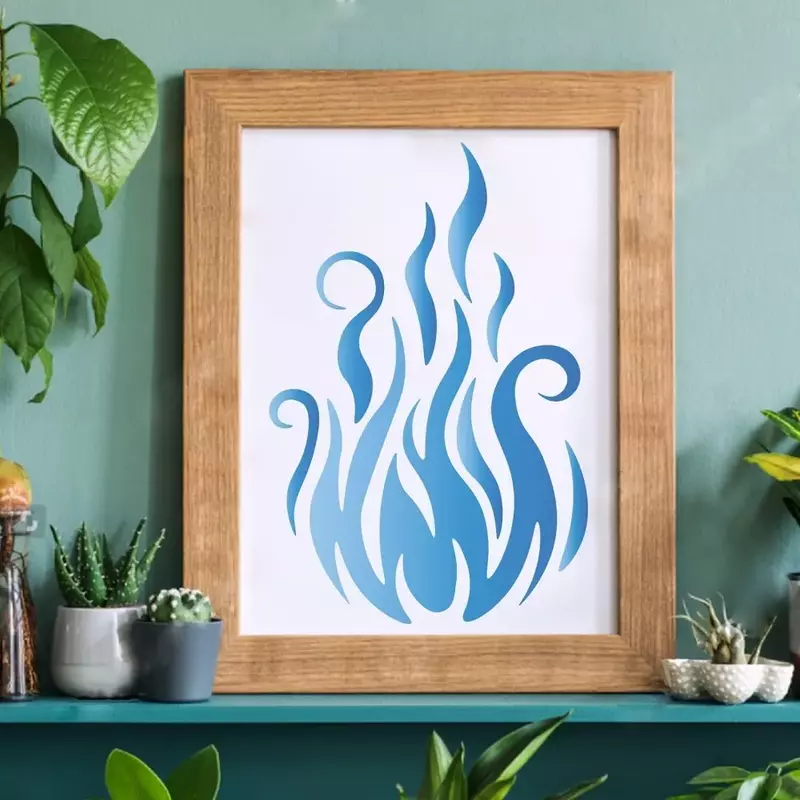 8pcs Flames Drawing Painting Stencils Templates (11.6x8.3inch) Fire Theme Templates Decoration Fire Drawing Stencil for Painting