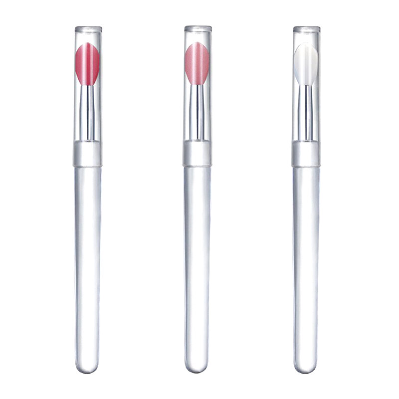 1/3/5pcs applicatore in Silicone piatto bastoncini pennello per labbra riutilizzabile con coperchio per la prevenzione della polvere strumenti per l'applicazione di polvere per unghie in Silicone