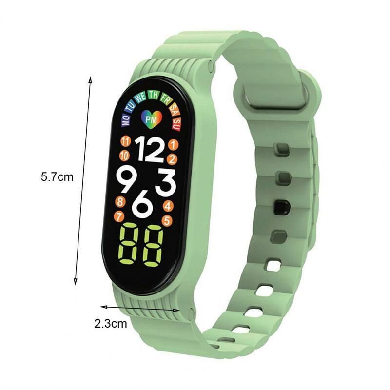 LED 전자 시계 디지털 손목시계, 시간 날짜 표시, 조절 가능한 소프트 실리콘 밴드, 어린이 스포츠 손목시계, 생일 선물