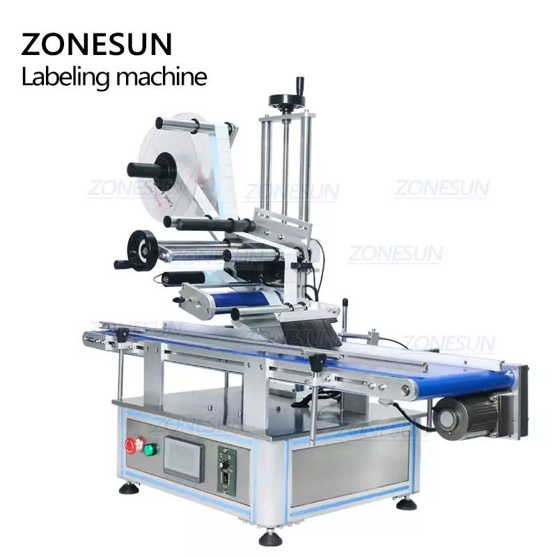 Zonesun Desktop Automatische Plastic Bag Pouch Envelop Cosmetische Box Platte Labeling Machine Label Plakken Machine