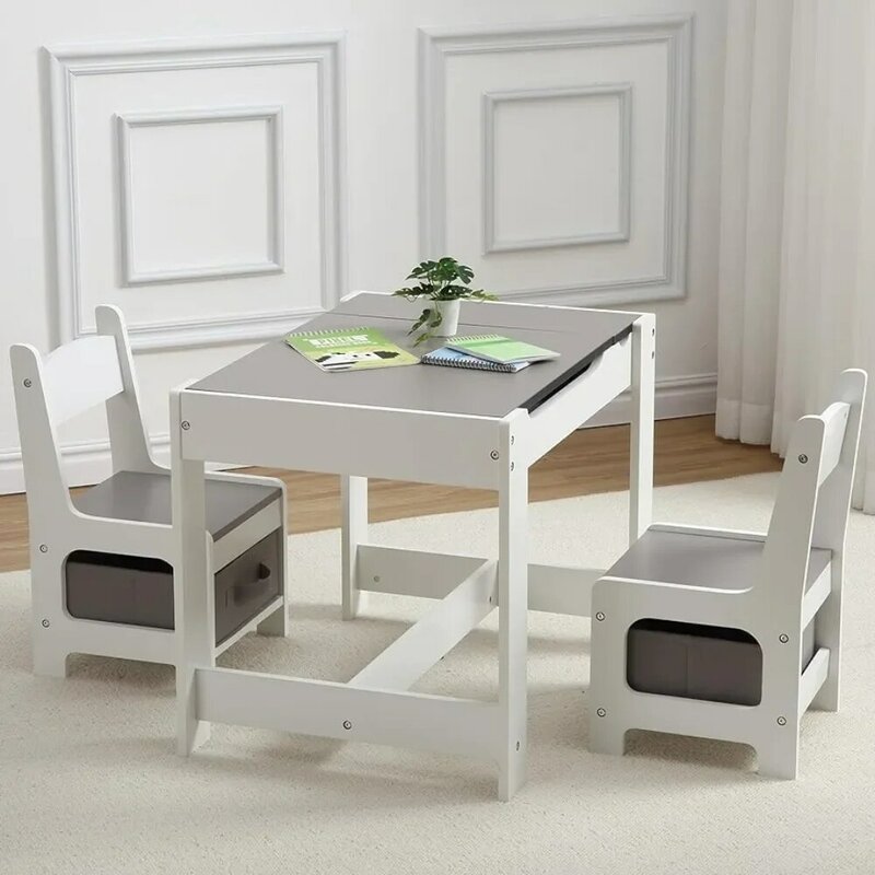 Set da tavolo per bambini, tavolo da attività per bambini 3 in 1 con contenitore, tavolo staccabile, lavagna, set di mobili per bambini in 3 pezzi