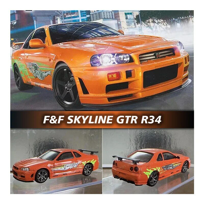 SW SH в наличии 1:64 F & F Skyline GTR BN R34 коллекция литых под давлением моделей автомобилей, миниатюрные игрушки для машинок