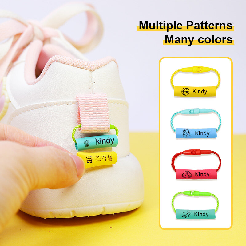 Nome personalizado Tag para crianças, corda impermeável, pingente, etiqueta, mochila, copo, roupas, sapatos de bebê, 24pcs