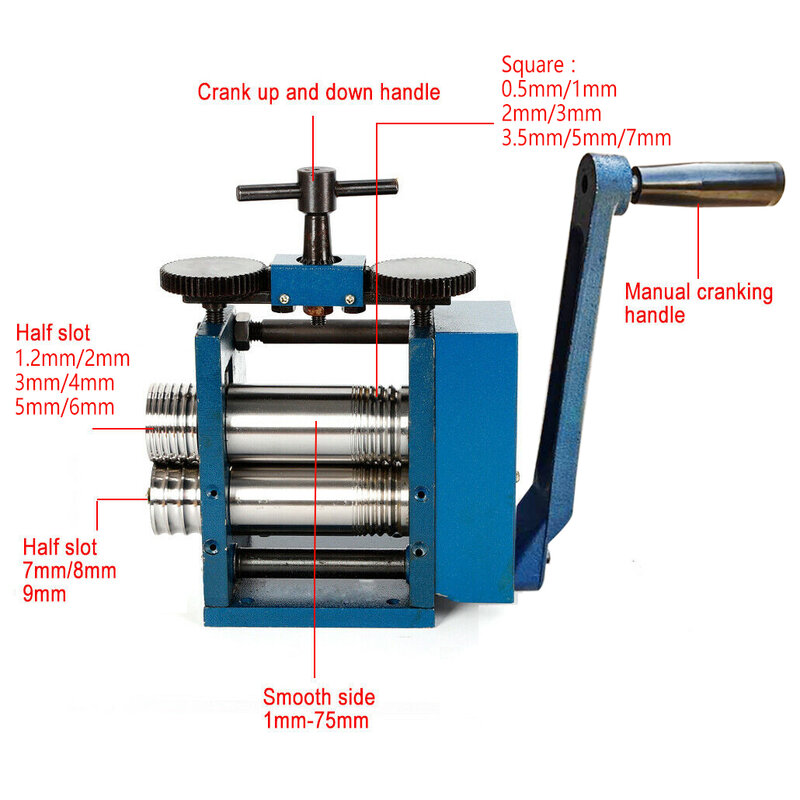 Schmuck Press walze Werkzeug Handbuch 3 "75mm Draht Flach muster Werkzeug Kombination Walzwerk Maschine