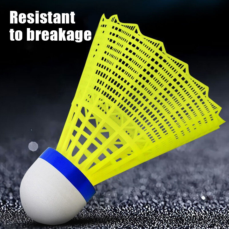 Bola plástica durável do badminton para o treinamento dos esportes, amarelo e branco, nylon, estudante, treinamento, 1PC