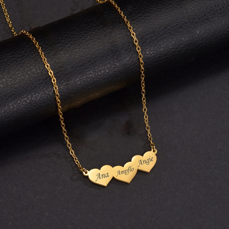 Sifisrri-Colar com nome gravado personalizado para mulheres, aço inoxidável, Custom Heart Letter Link Chain, presente de jóias para mãe e filhos