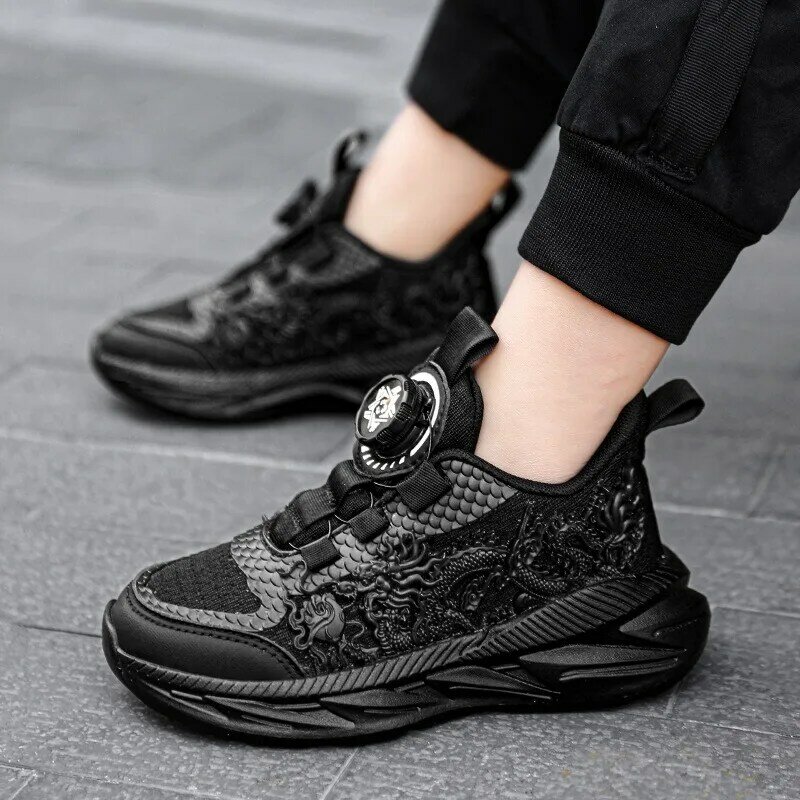 Gold Children's White Shoes 2024 Boys' Mesh Breathable Sports Shoes Medium and Large Children's Black Soft-soled Casual