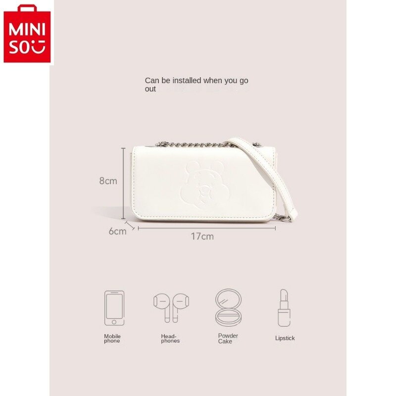 حقيبة هاتف MINISO-Winnie Bear للنساء ، ديزني ، طباعة حلوة ، سلسلة ، متعددة الوظائف ، تخزين ، حقيبة كتف ، جودة عالية ، أزياء