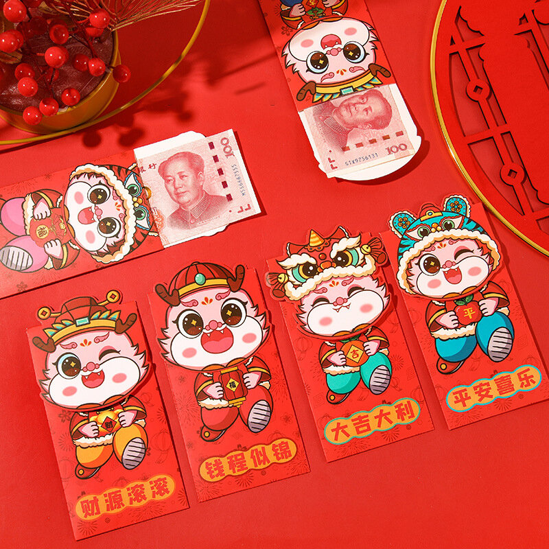 6 Pcs Chinese New Year Red Packet Lucky Money Bag Spring Festival Gift Red Packet Dragon New Year Creative Lucky Red Envelopes