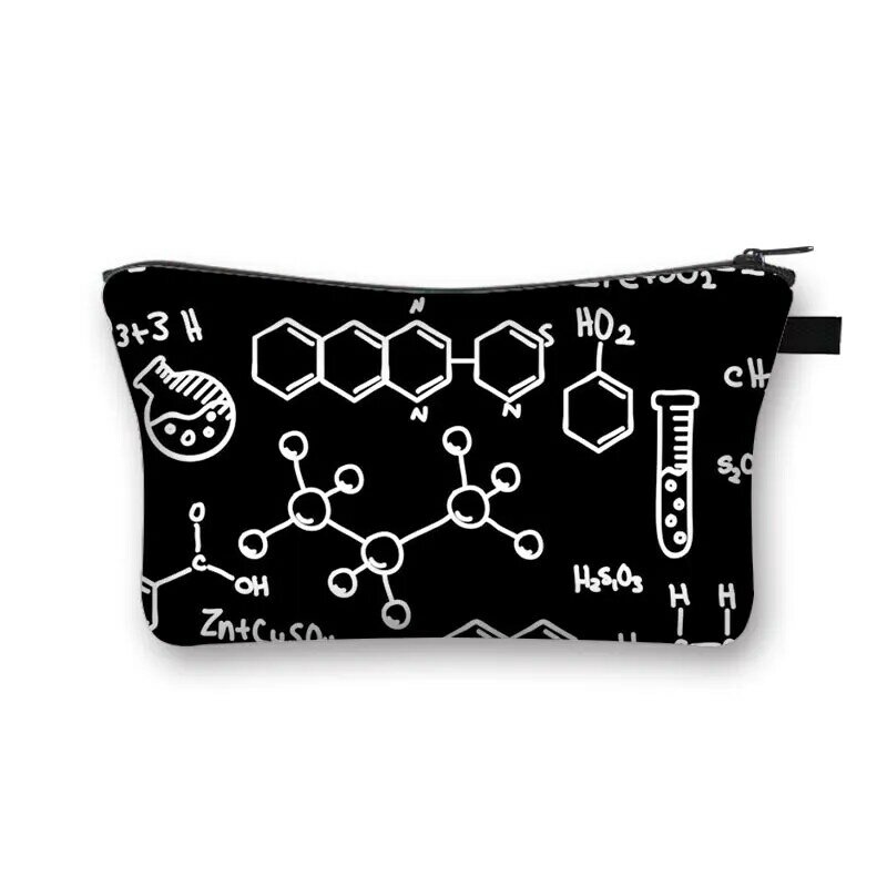 Periodic Table of Elements Print Cosmetic Case Women Makeup Bags Coffe Letters Zipper Pouch Lipstick Organizer for Cosmetics Bag