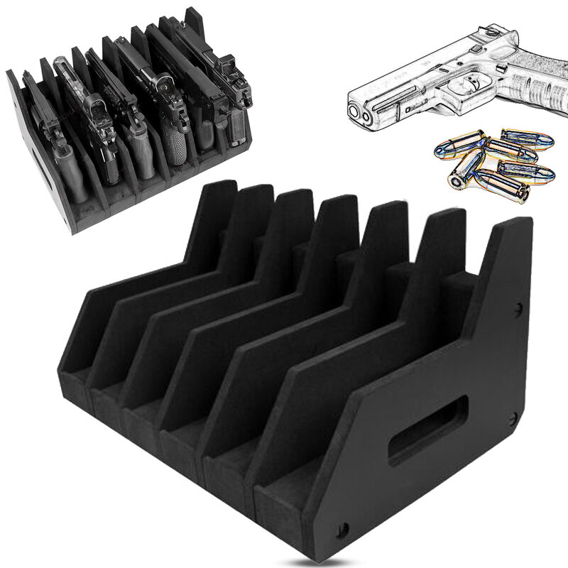 Soft EVA Foam Display Stand, Rack de armazenamento universal para revólver, Gabinete seguro Organizadores de armas, 6 slots