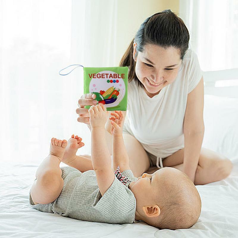 Soft Teething Books Soft Crinkle Washable Chewable Book Tear-resistant High Contrast Cloth Book Fabric Activity Soft Book