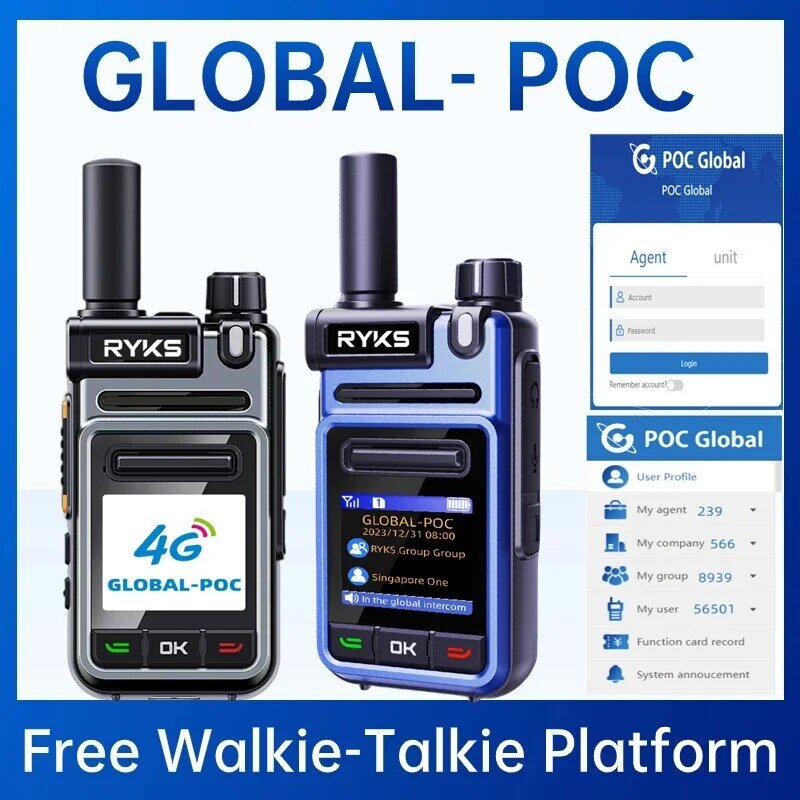 Walkie Talkie Mini SIM Card, Rádio bidirecional de banda completa, Global Intercom Phone, Outdoor Ham, Longo Alcance 5000km, Par, Sem Taxa, 4G, Plartfr