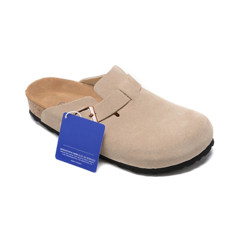 Birken-sandalias de verano para hombre y mujer, zapatos planos estilo Boston para exteriores, informales, con hebilla de cuero, zapatillas de corcho para playa