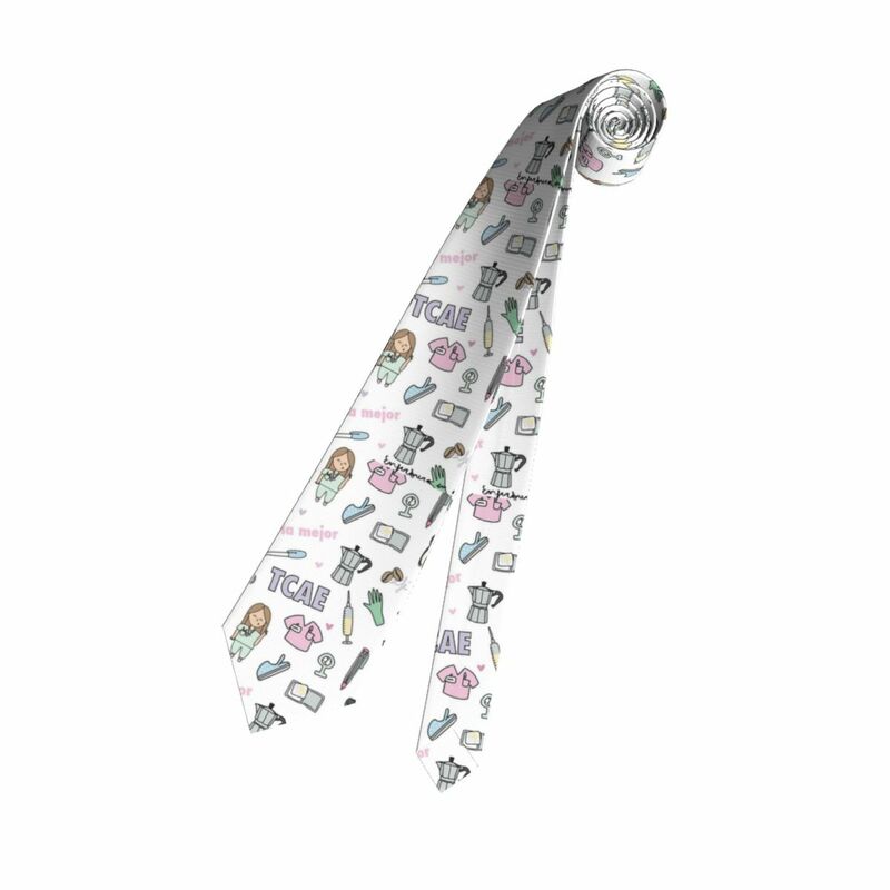 Maßge schneiderte Cartoon Arzt Krankens ch wester Enfermera en Apuro Krawatte für Männer klassische Seide Party Krawatten