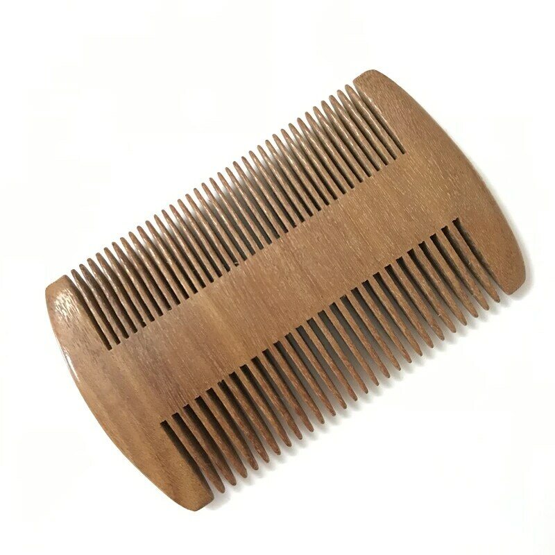Wooden Beard Comb Natural Sandalwood Beard Comb With Fine & Coarse Teeth - Anti-Static Pocket Comb For Everyday Carry