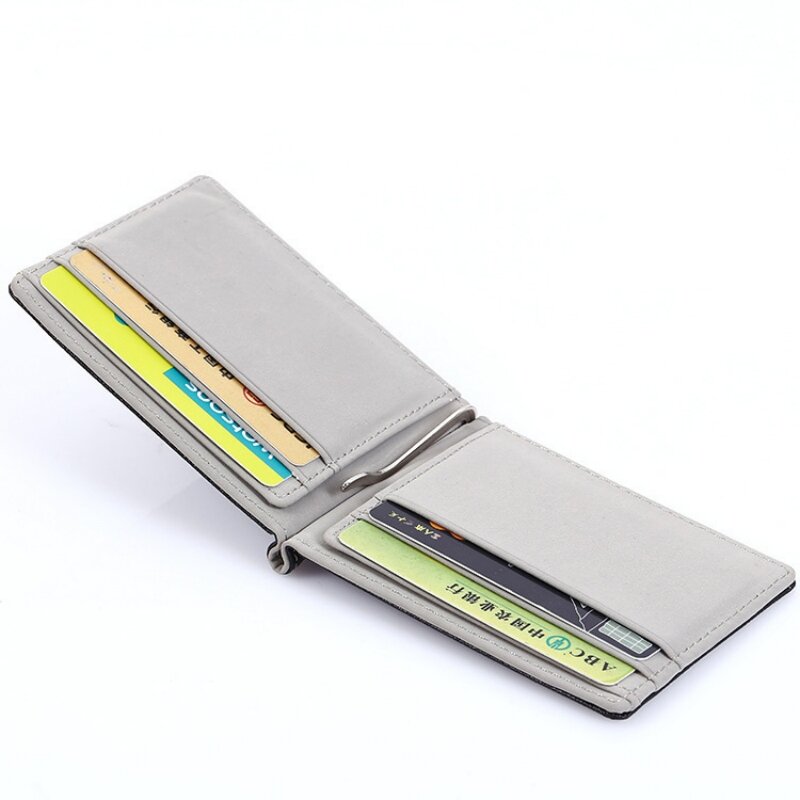 Wielofunkcyjny Ultra cienki męski portfel na karty ze skóry PU mały portfel etui na karty kredytowe etui na dowód Mini torebka dla mężczyzn