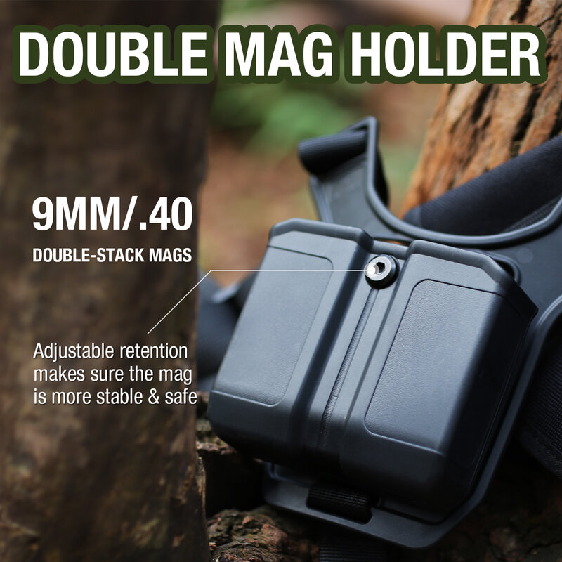 Gun & Flower-funda de hombro Universal con doble bolsa magnética, se adapta a la mayoría de pistolas compactas de tamaño completo, liberación de dedo índice de mano derecha