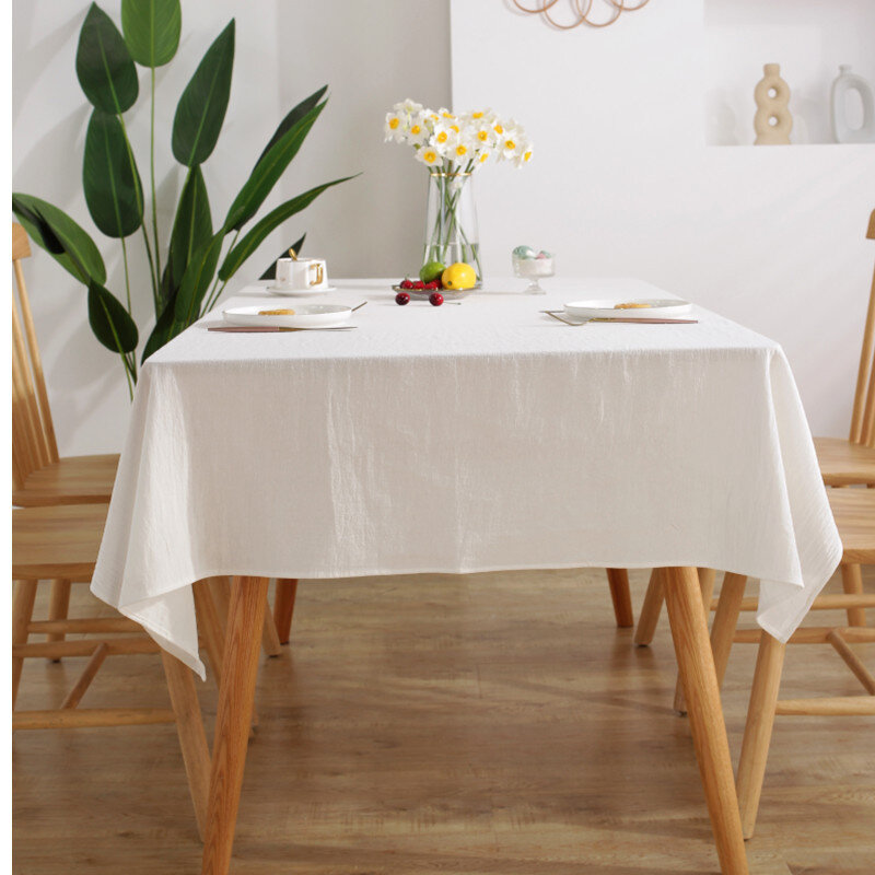 100% Cotton Table Cloth Solid Color Simplicity Pleated Wash Cotton Table Cover Restaurant Kitchen Party Holiday Table Decoration