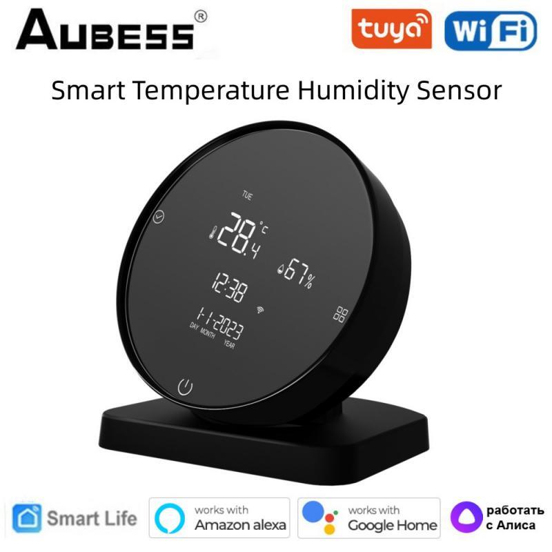 Tuya WiFi Sensor de Temperatura e Umidade Inteligente, Controle Remoto APP, Ligação Inteligente, Vias, Alexa, Google Home, Alice