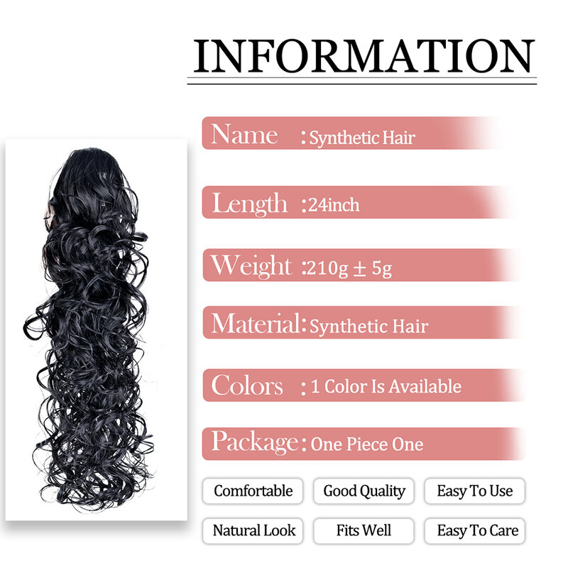Curly ondulado Ponytail cabelo extensões para mulheres, longa garra sintética, clipe no rabo de cavalo, Ombre loira hairpieces