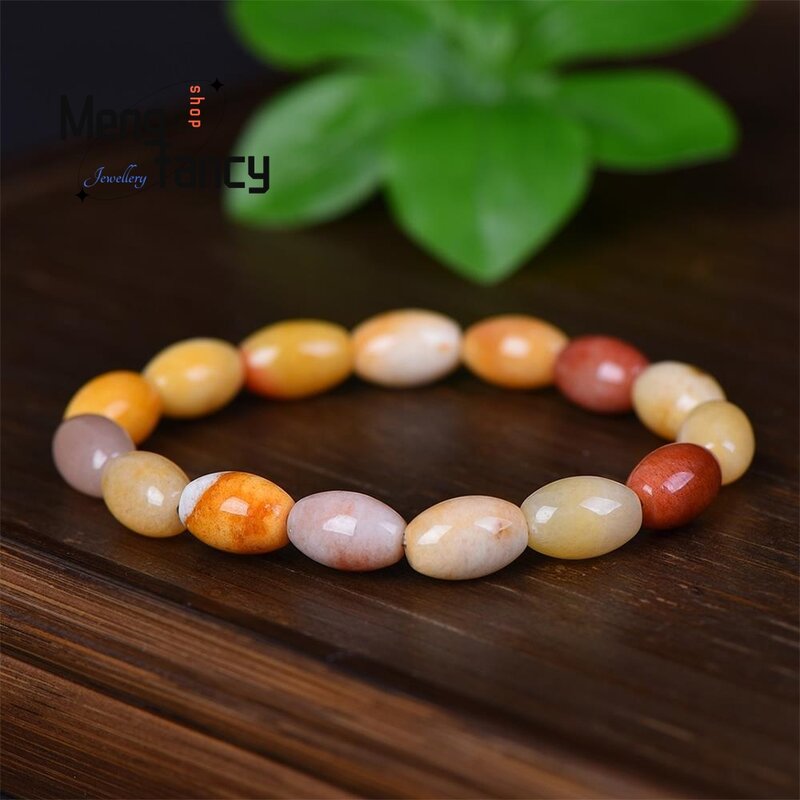 Natural Golden Silk Jade Gobi Tri-colour Bracelet Simple Exquisite Sexy Young Girls Fashion Jewelry Best Selling Holiday Gifts